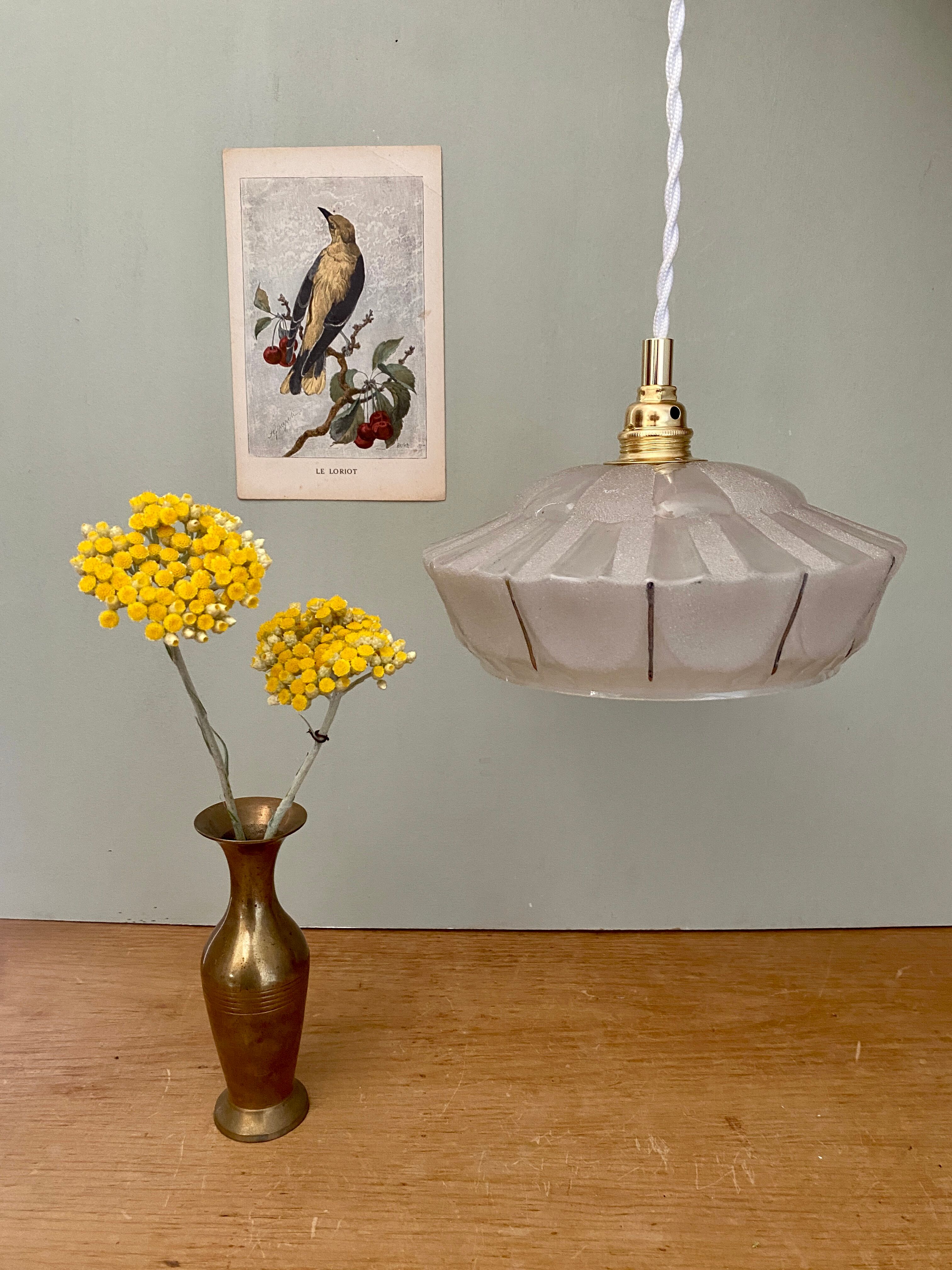 Suspension lamp vintage art deco glass
