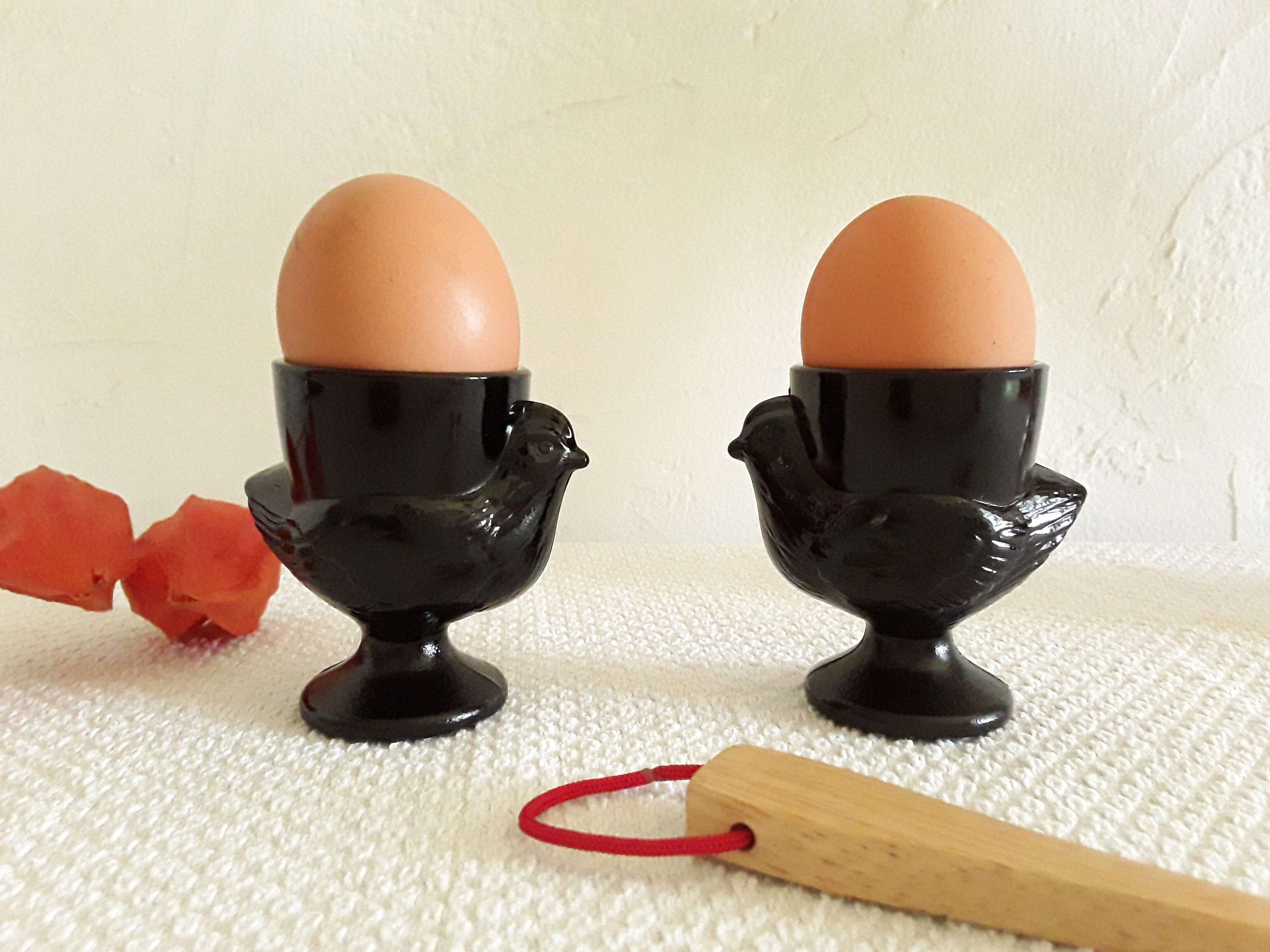 Vintage chicken shells in black opaline