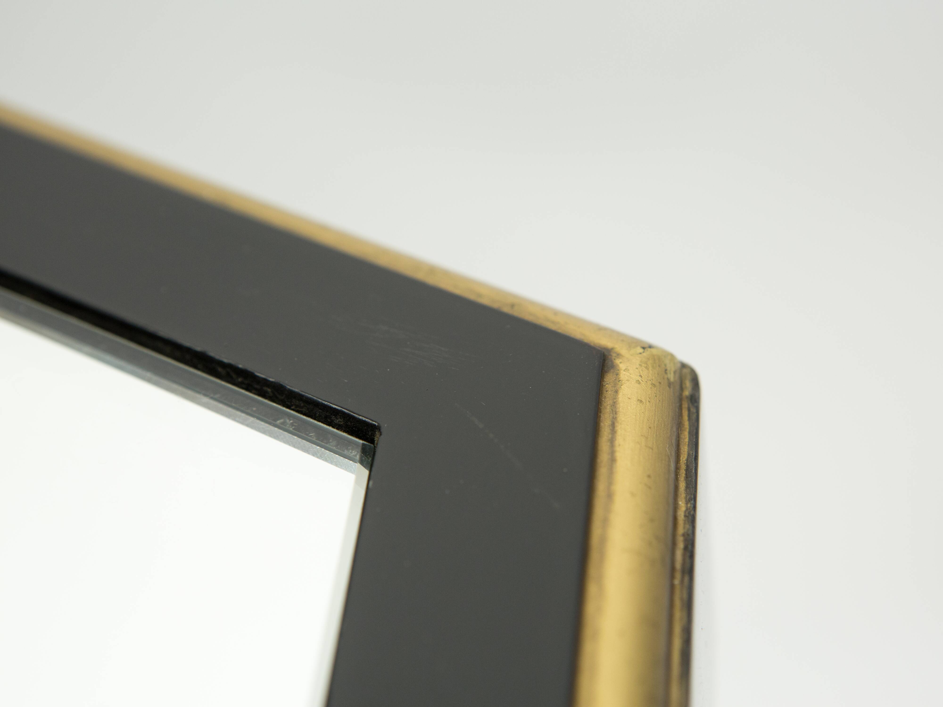 Table à manger néoclassique Maurice Hirsch bois noir doré miroir 1970
