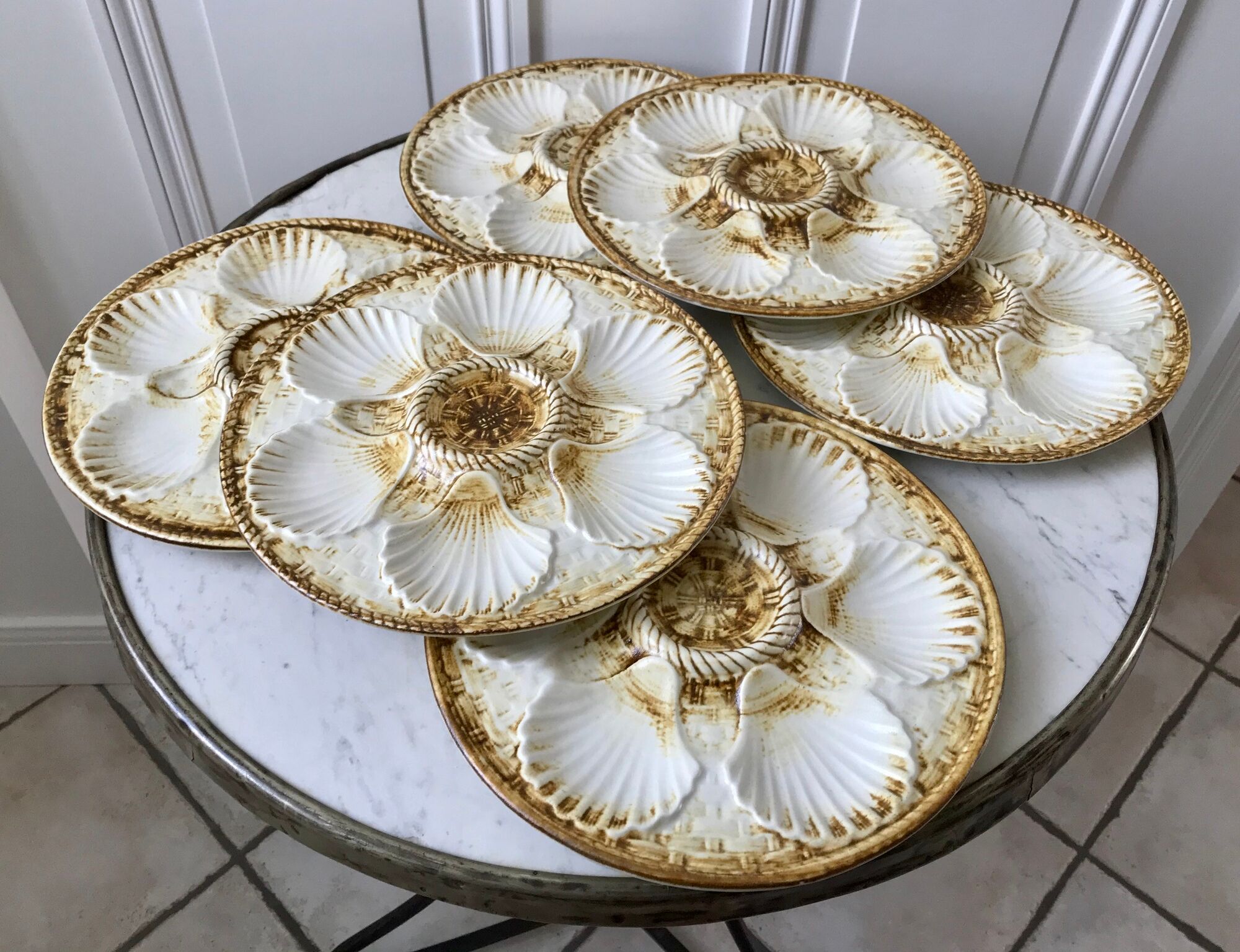 Set of 6 Oyster Plates Longchamp years 50-60