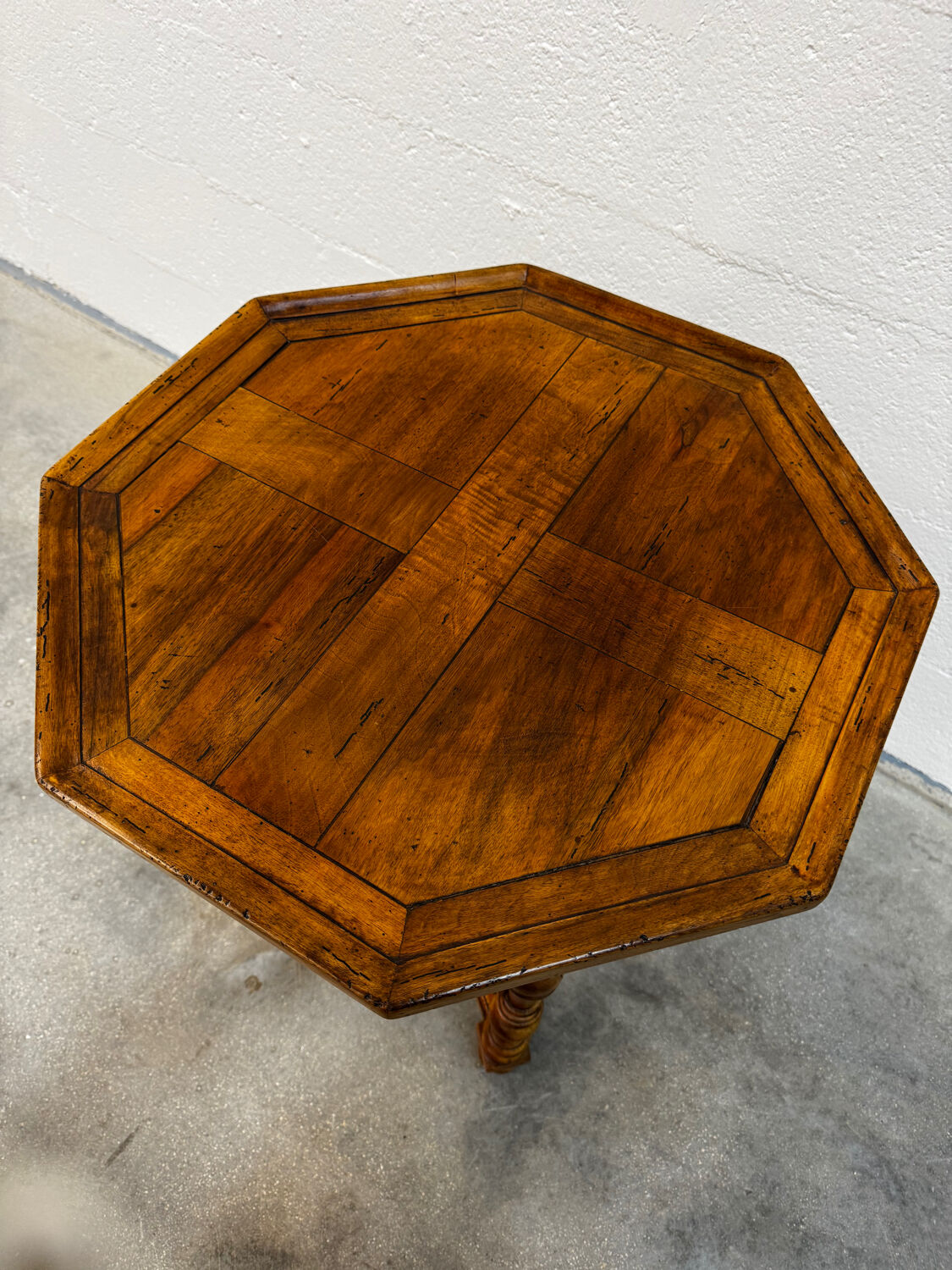 English octagonal inlaid table