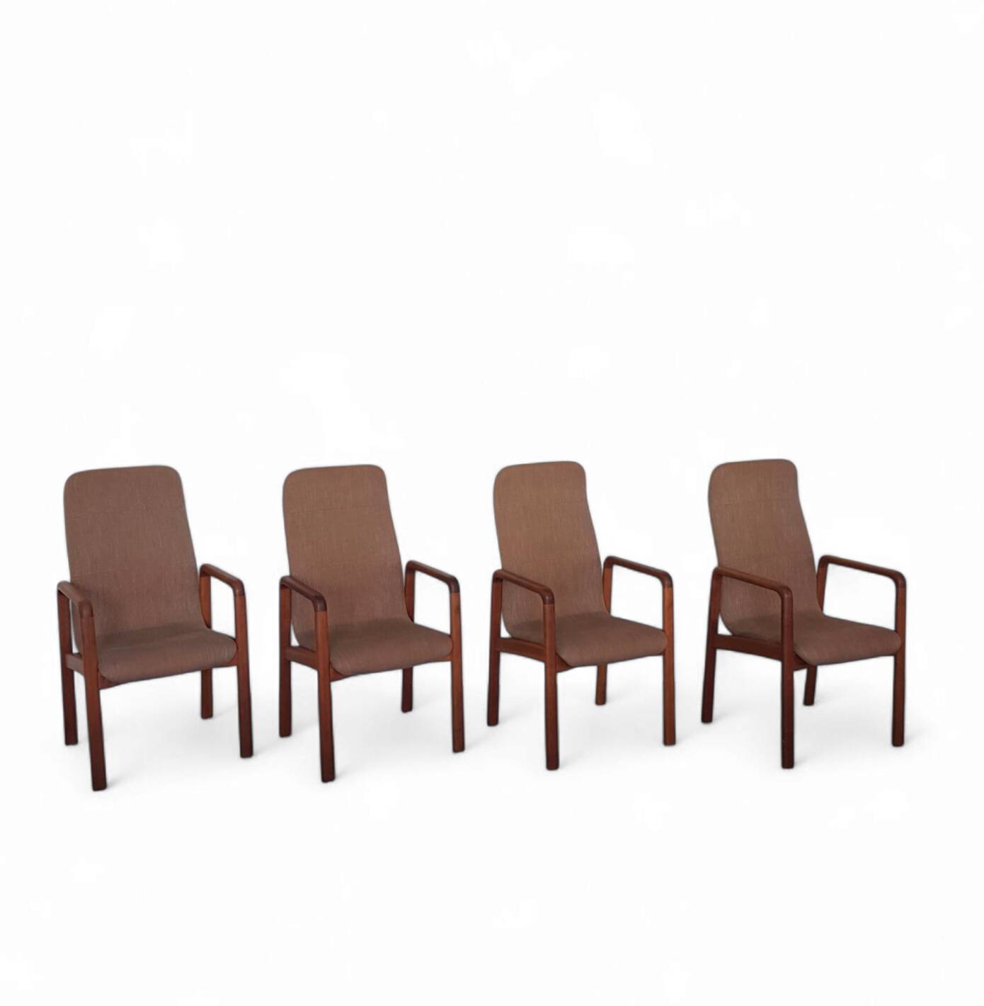 4 x Teak & Fabric Dining Chairs " STUKBAER " from Dyrlund Danmark 1960s