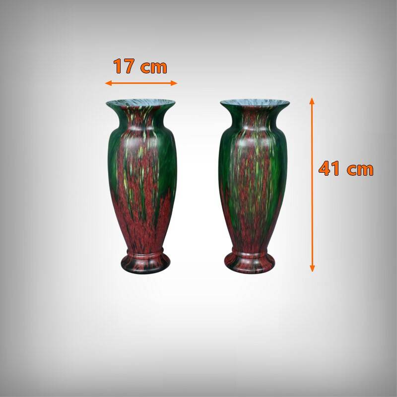 Pair of Glass Paste Vases – Mid 20th Century