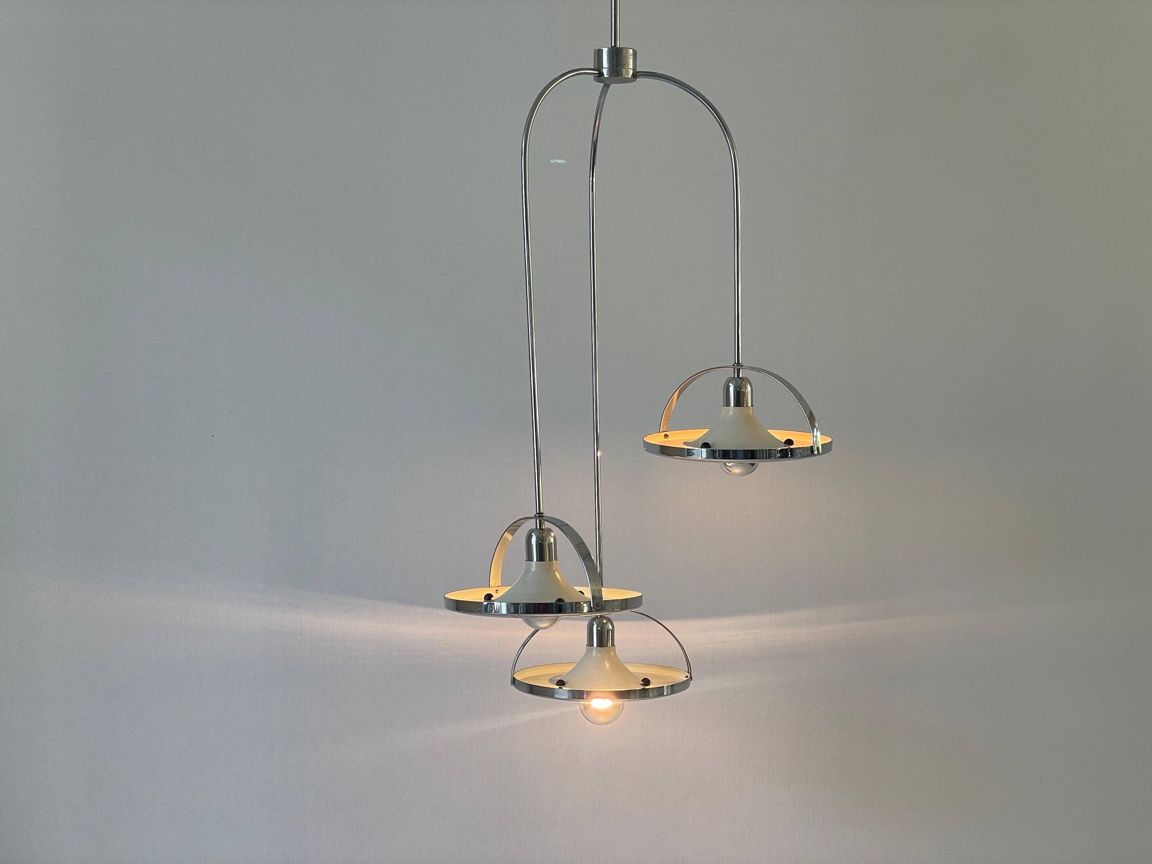 Mid-century modern triple shade ceiling light by Reggiani, 1960s, Italy.