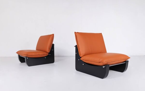 Paire de fauteuils par Guiseppe Munari, Italie, années 1970 - Nouvelle tapisserie