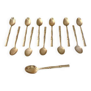 12 gold-plated brass teaspoons, Hollywood Regency – circa 1970