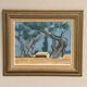 Huile sur panneau d'origine suédoise – « Hutte entre les arbres » par Martin Larsson – Vintage et encadrée – 48 × 40 cm (18,9" × 15,7")