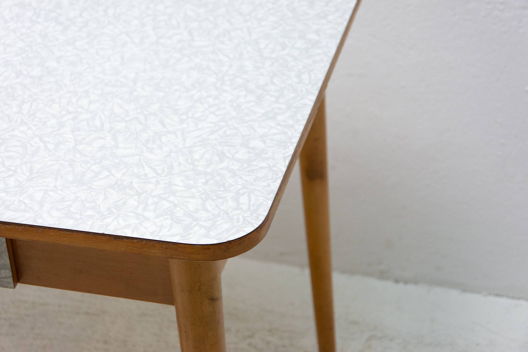 Midcentury formica and wood central table, Czechoslovakia, 1960s