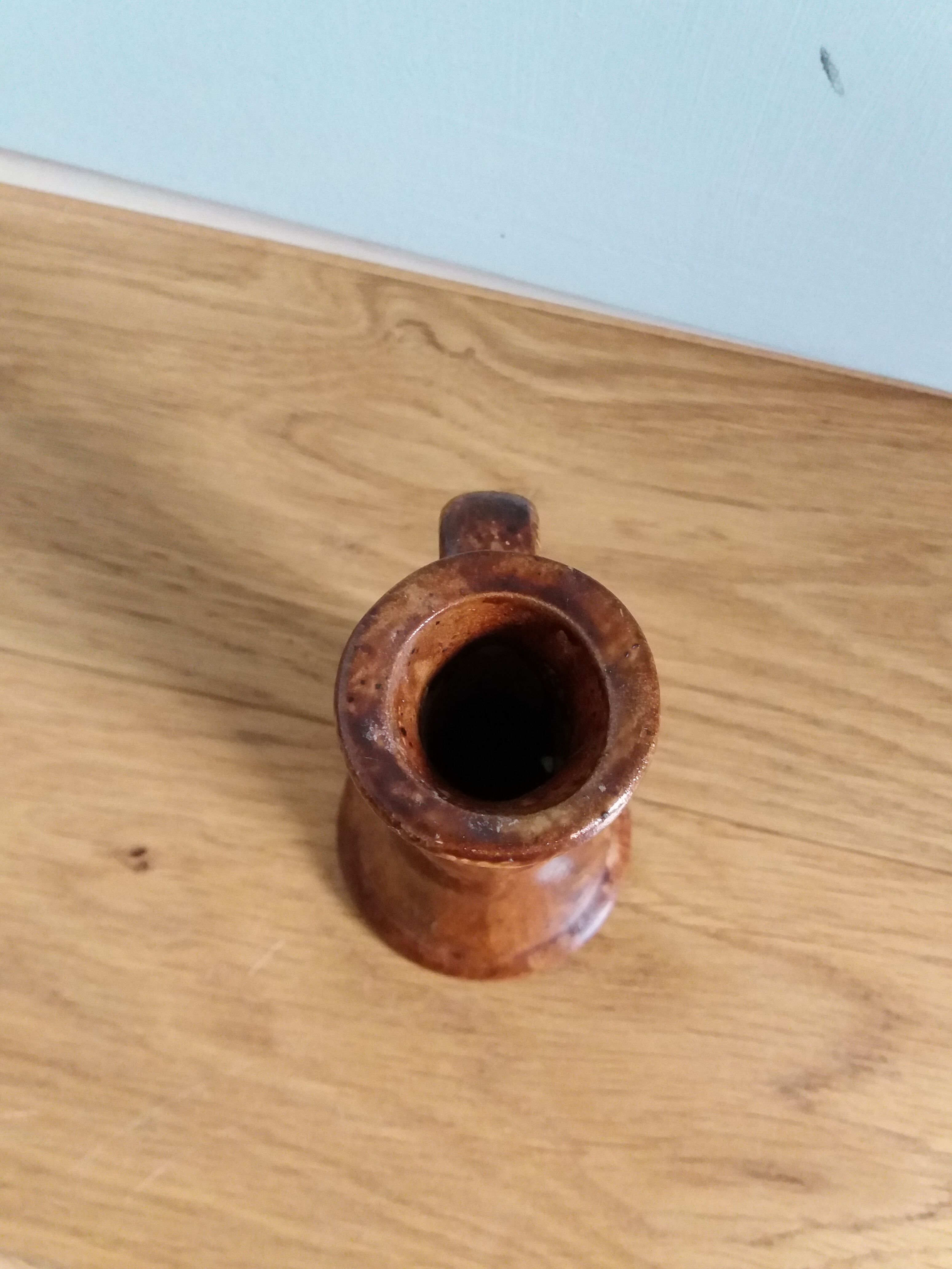 Candle holder glazed stoneware chocolate