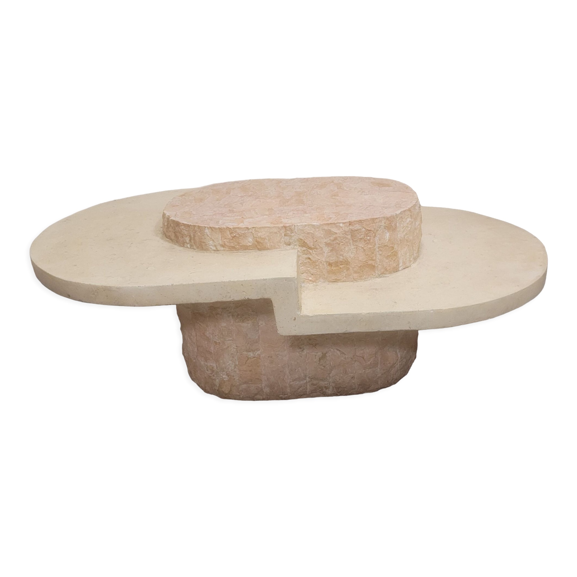 Oval stone coffee table Mactan brutalist marble by Magnussen PONTE