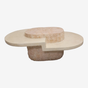 Table basse ovale en pierre Mactan marbre brutaliste par  Magnussen PONTE