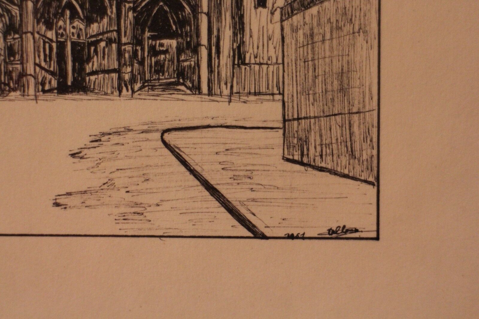 Pen drawing ink cathedral of Tours dated signed Talbot