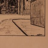 Pen drawing ink cathedral of Tours dated signed Talbot