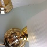 Pair of brass and perspex white /vintage 50-60s wall light