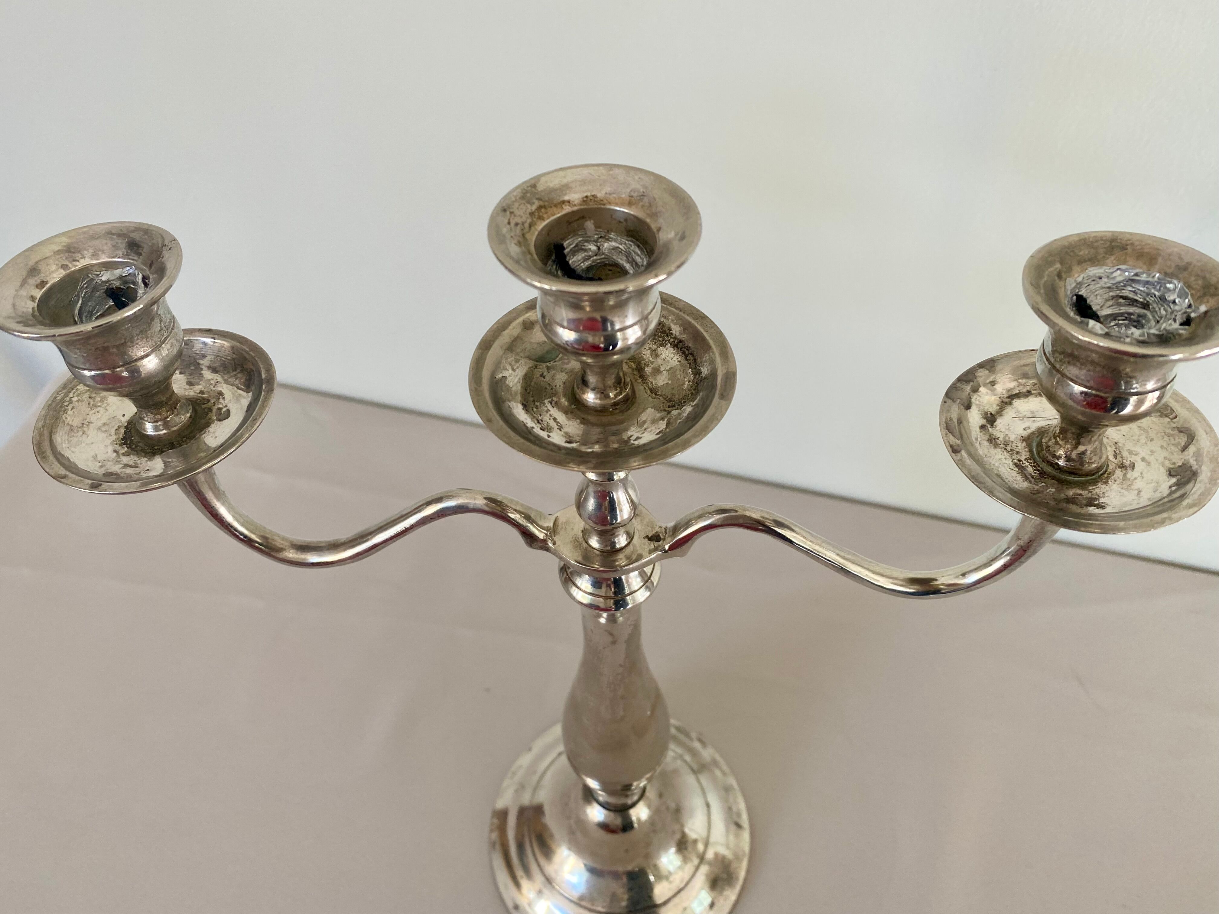 Silver metal chandelier, 3 branches