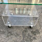 Plexiglas coffee table and vintage glass