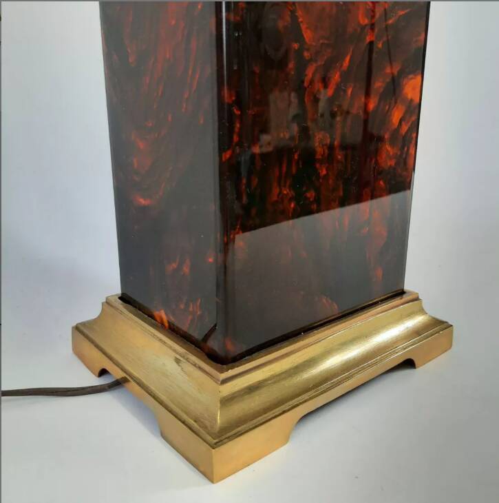 Lamp - briar and brass lucite effect - 1980s - vintage.