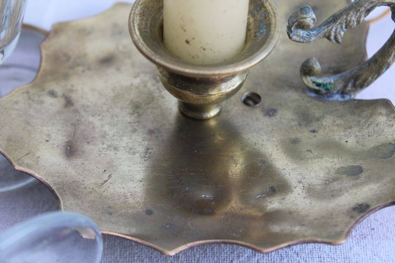 Gold-plated brass candle holder