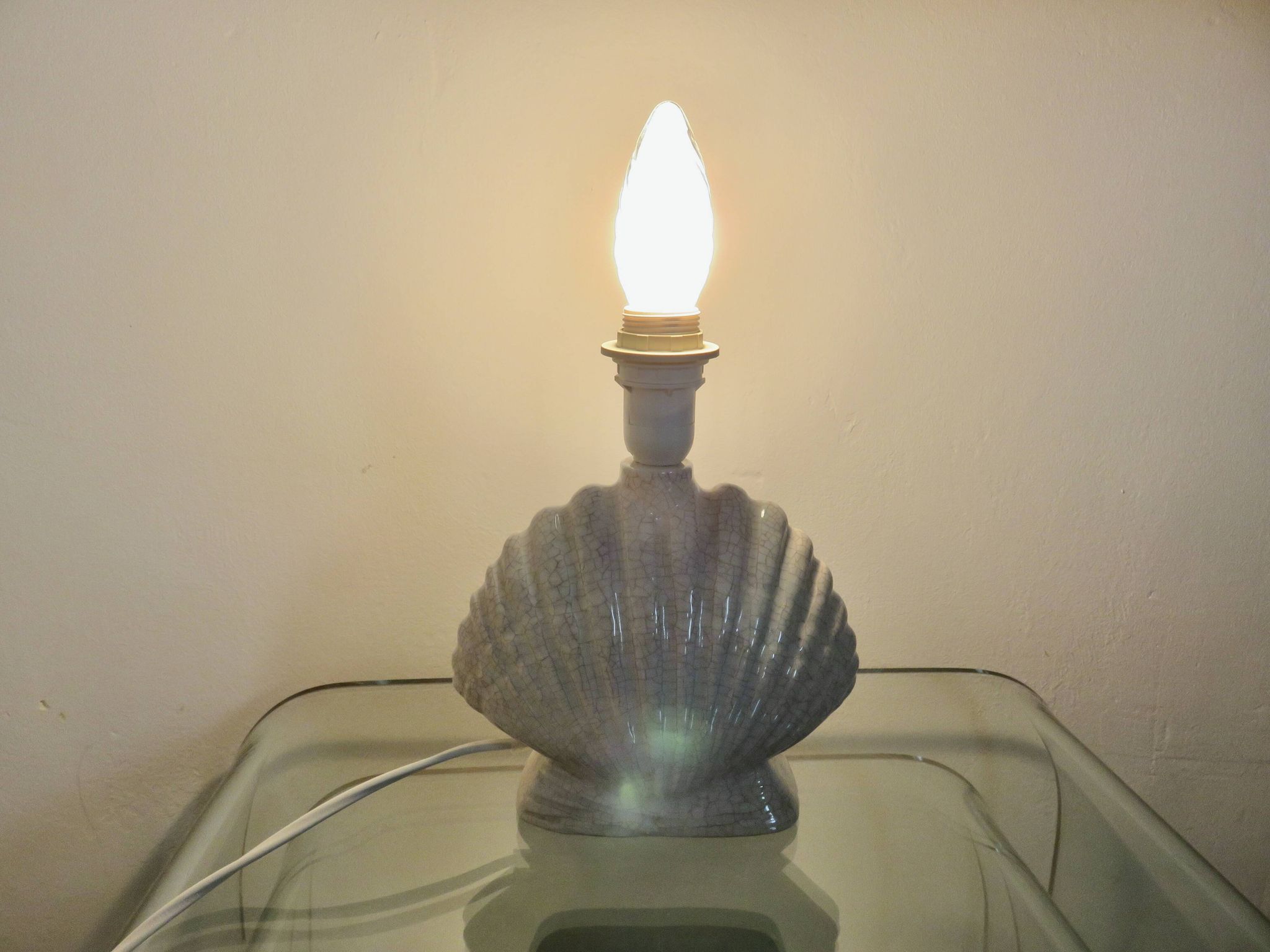 Lampe " coquillage " Italy en céramique craquelée années 70 80