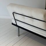 Modernist canapé design – Completely reupholstered in Pierre Frey fabric.
