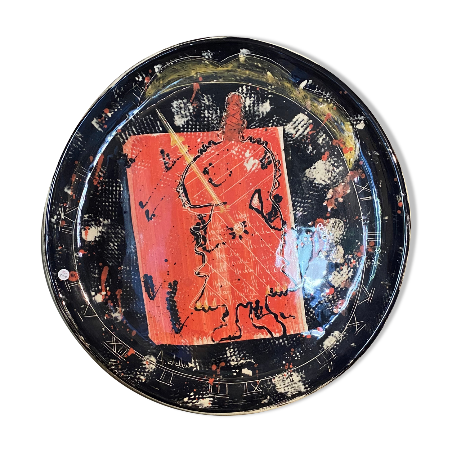 Assiette murale en céramique René Lembo 1990s