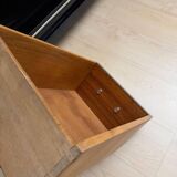 Art Deco Sideboard in Black Lacquer, Maple & Chrome, France, 1930