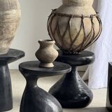 Pawn Black - Stool, side table, end table in solid mango wood.