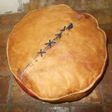 Vintage Moroccan leather pouf