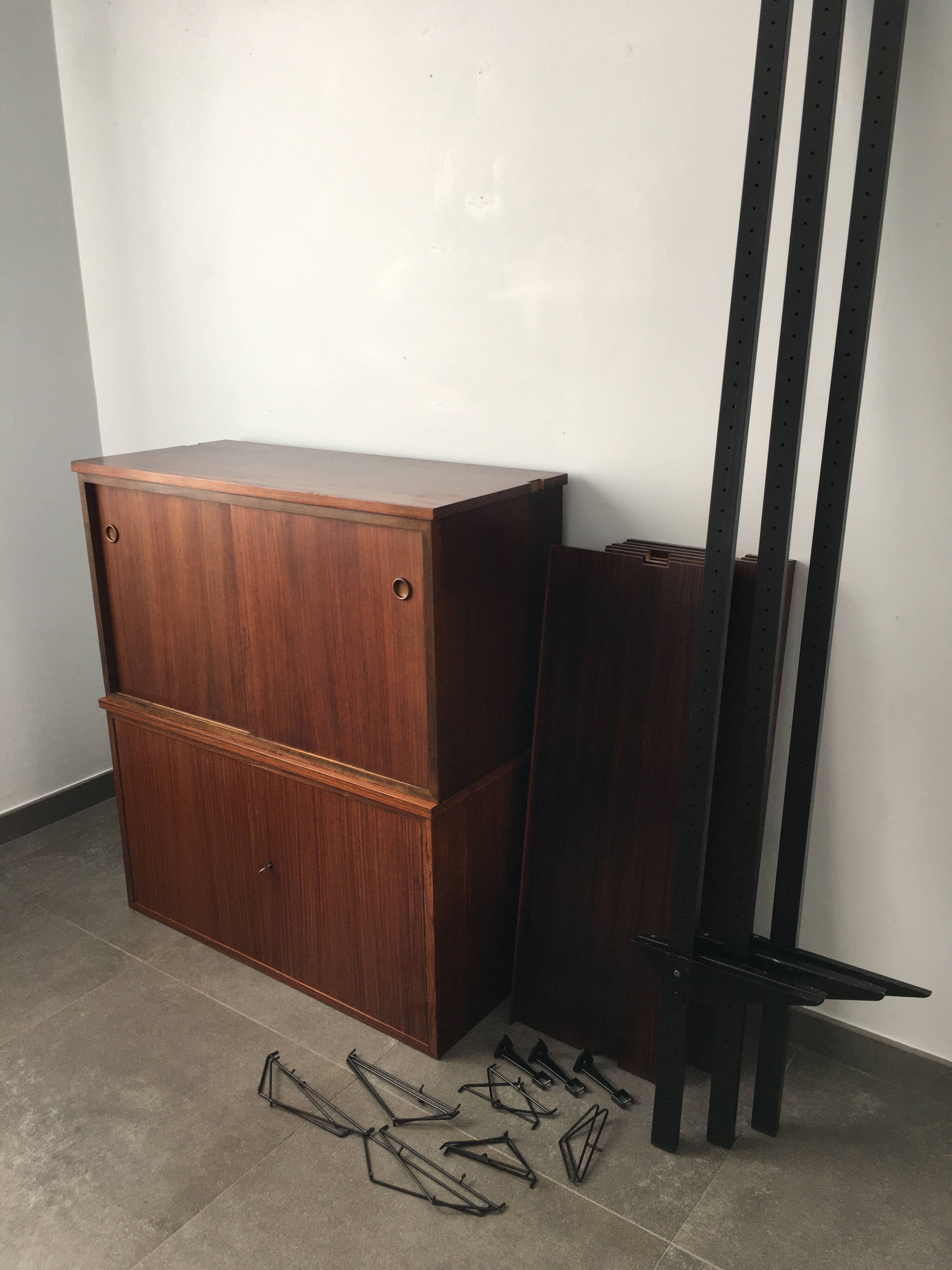 Scandinavian rosewood modular bookcase Pira Mobel system year 60