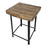Old workshop stool in wood + wrought iron