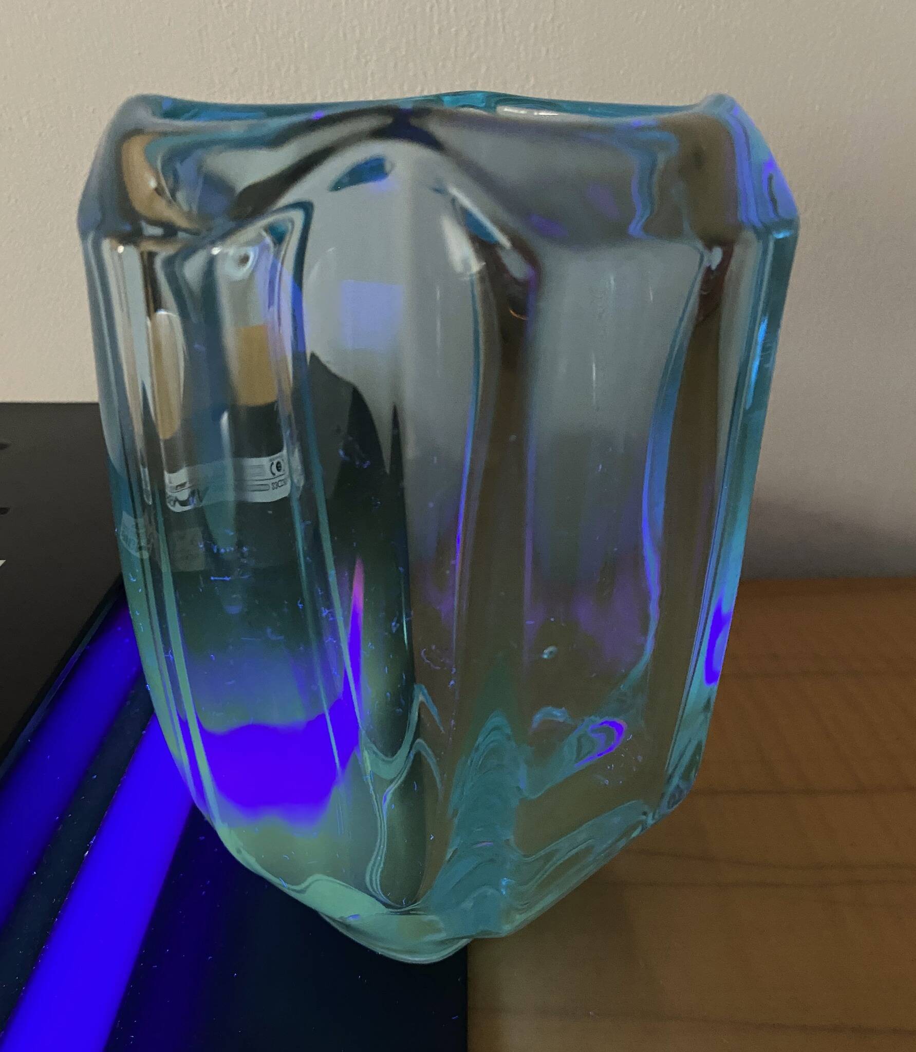 Uranium glass vase blue 1970s