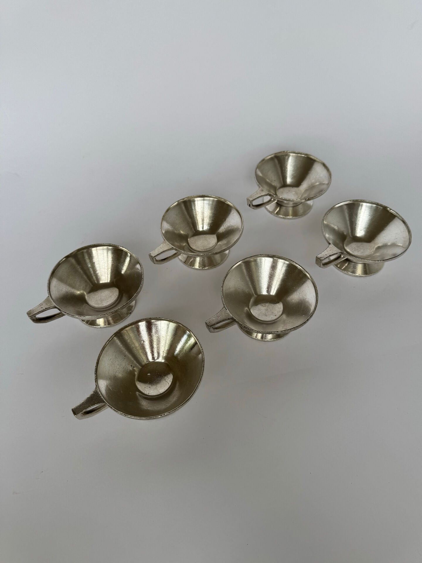 Set of 6 Mid Century Modern Silver Plated Coffee Cups