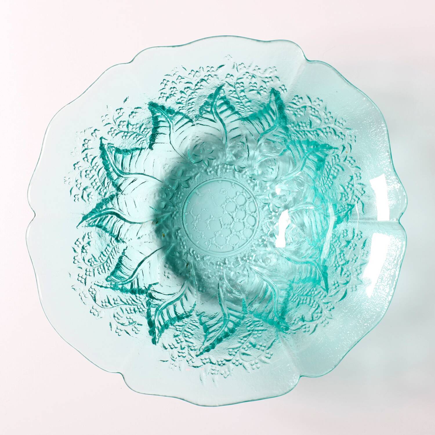 Vintage Teal Glass Fruit Bowl: Mid-Century Modern Pukeberg Sweden