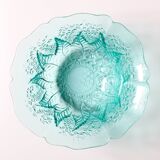 Vintage Teal Glass Fruit Bowl: Mid-Century Modern Pukeberg Sweden