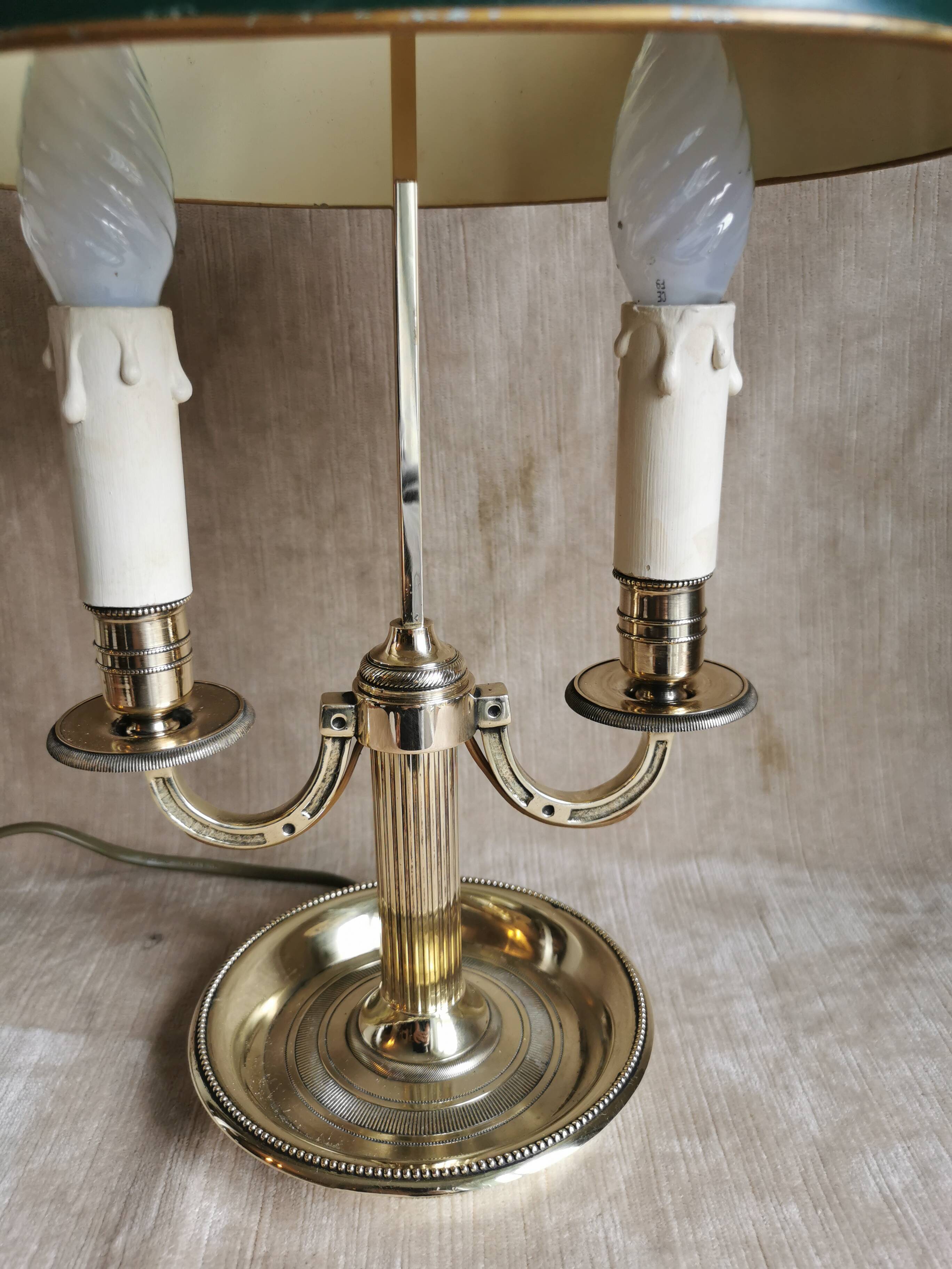 Bronze hot water bottle lamp with two light arms