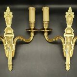 Pair of Louis XVI style urn and torch wall lights - gilt bronze