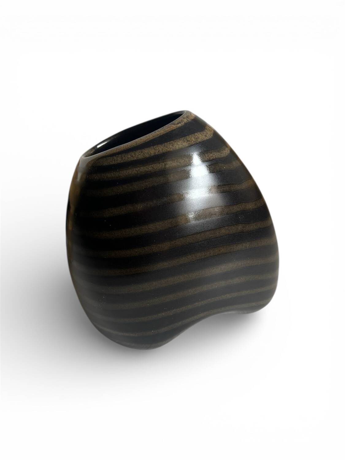 Cuba AZA Germany ceramic vase with a brown stripe.