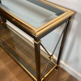 Console de style néoclassique en laiton doré et patine canon de fusil attribuée à la Maison Jansen