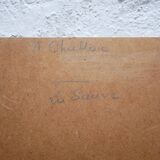 Tableau ancien peinture sur bois signée A. Challou
