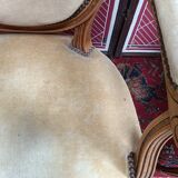 Pair of armchairs medallion Louis XV style, yellow velvet
