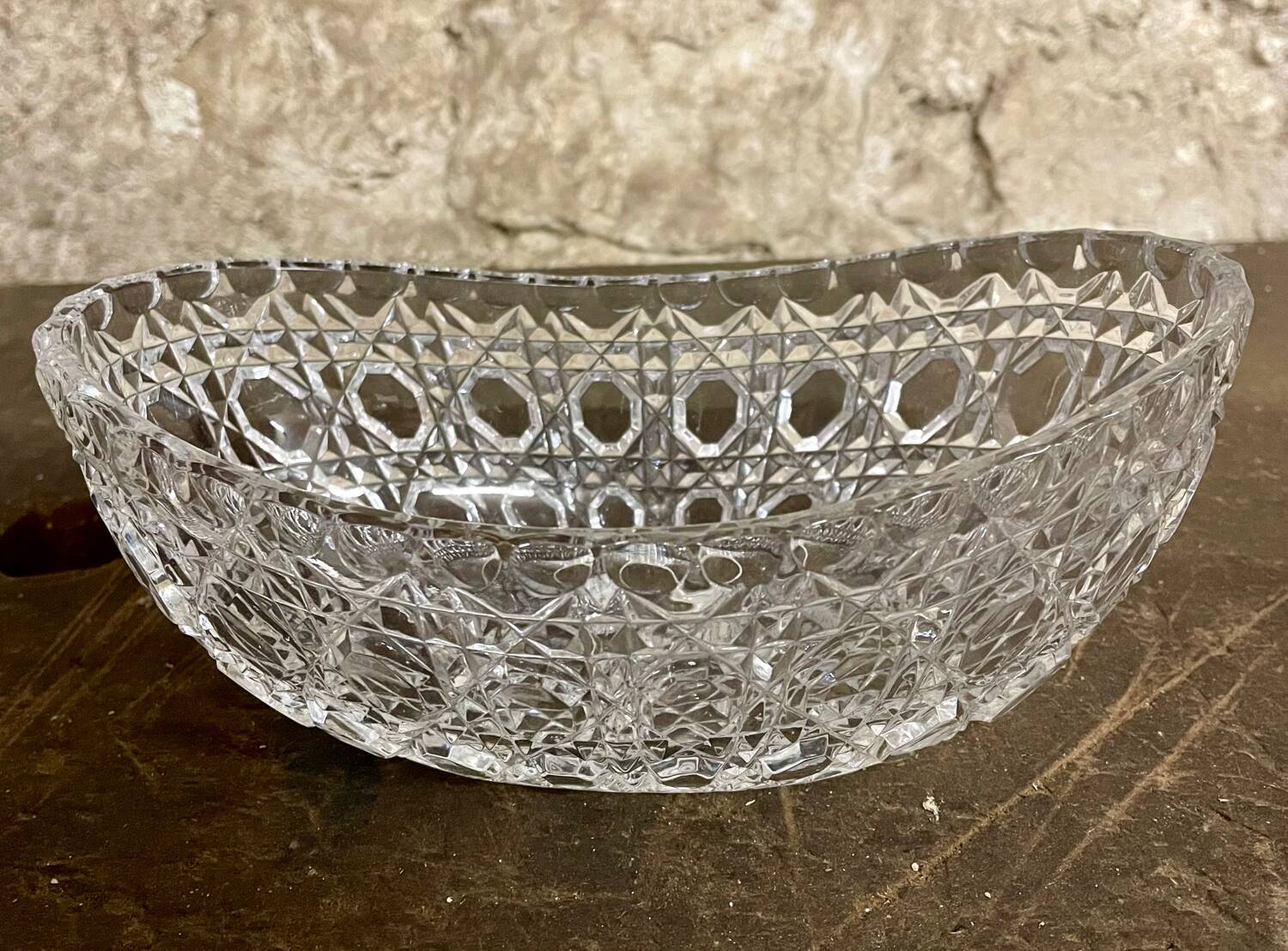 Antique cut glass bowl / crystal style – 1950s/1970s