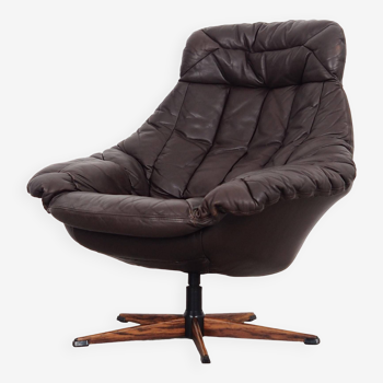 Fauteuil pivotant en cuir, design danois, années 1960, designer : HW Klein, production : Bramin