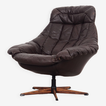 Leather swivel armchair, Danish design, 1960s, designer: H.W. Klein, production: Bramin