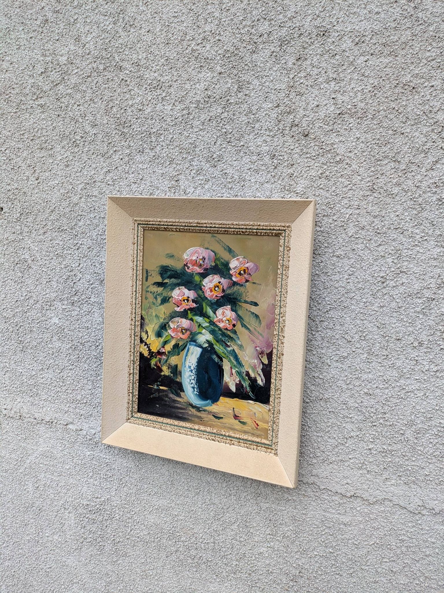 Huile sur toile, bouquet de renoncules
