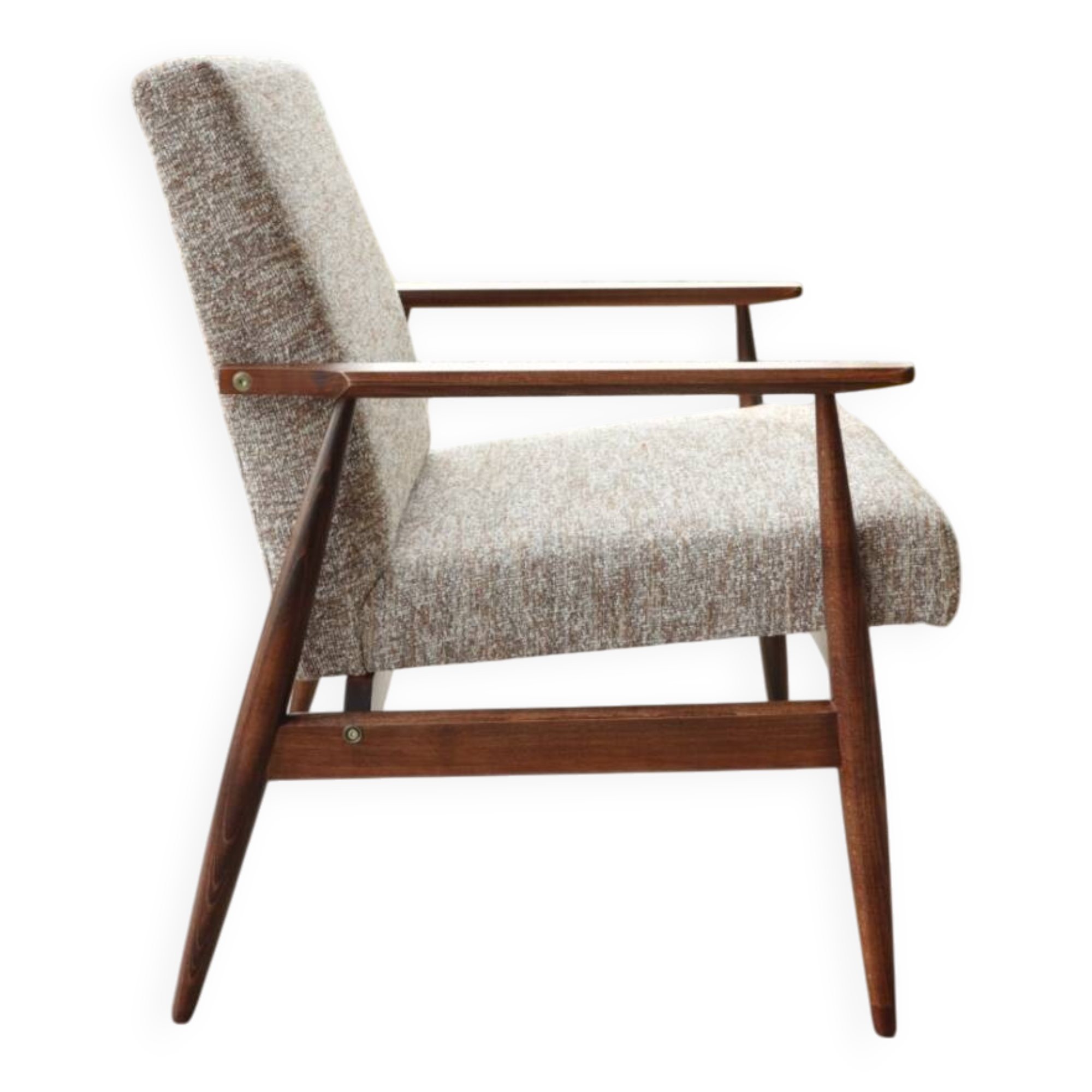 Scandinavian coffee brown armchair by H.Lis