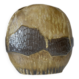 Vintage ceramic floor pampas grass vase brown fat lava pottery Germany 70's