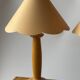 2 vintage wooden and fabric bedside lamps