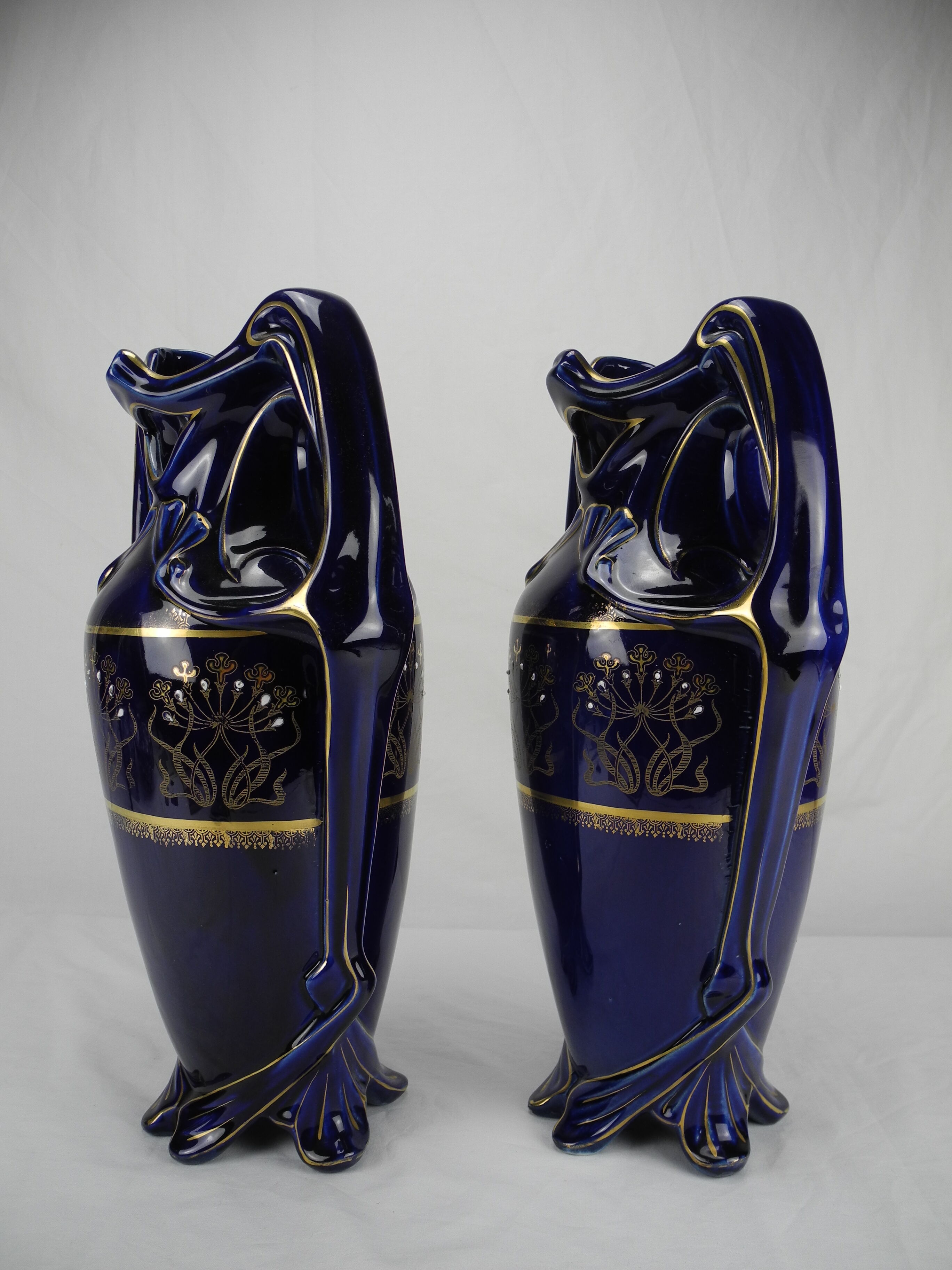 Lunéville Keller old french mantelpiece vases planter 19th