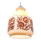 Venini Suspension Vintage en Verre Murano design floral blanc et brun 1950s