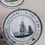 2 old faience collection plates from Quimper HB. Brittany